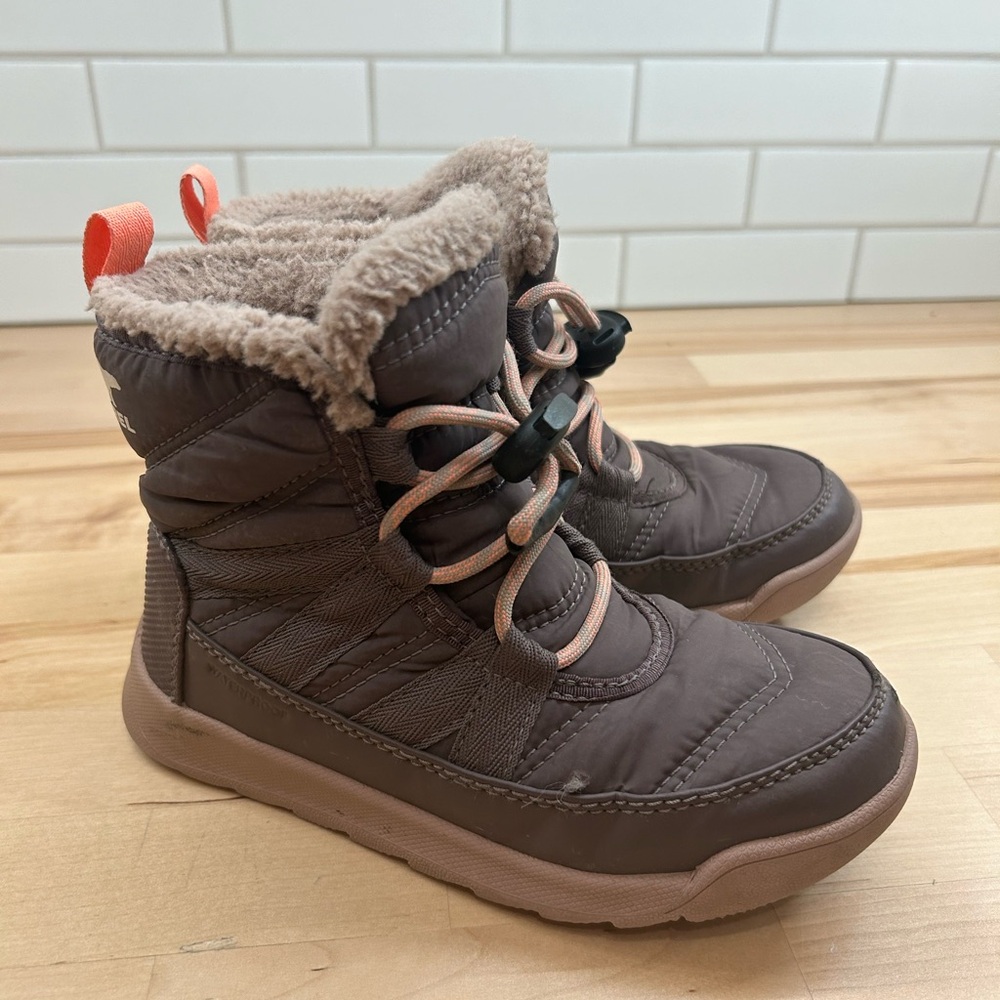 Kids Brown Insulated Snow Boots with Faux Fur Lining
